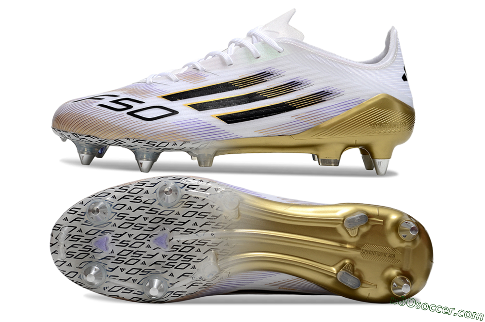 Adidas F50 Elite SG Soft Ground Soccer Cleats - White/Black/Gold 0
