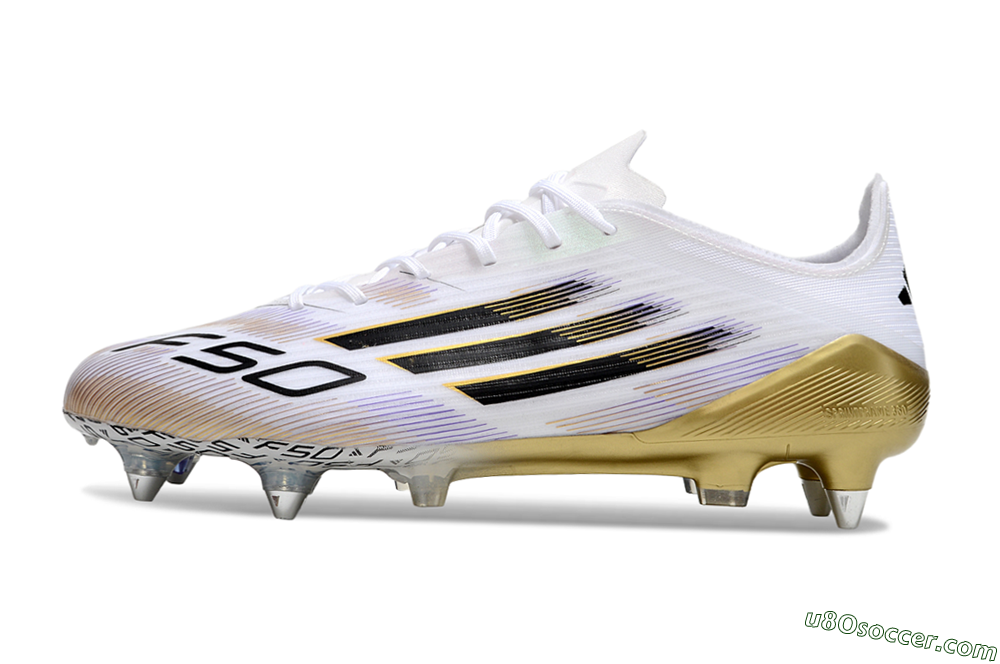 Adidas F50 Elite SG Soft Ground Soccer Cleats - White/Black/Gold 2