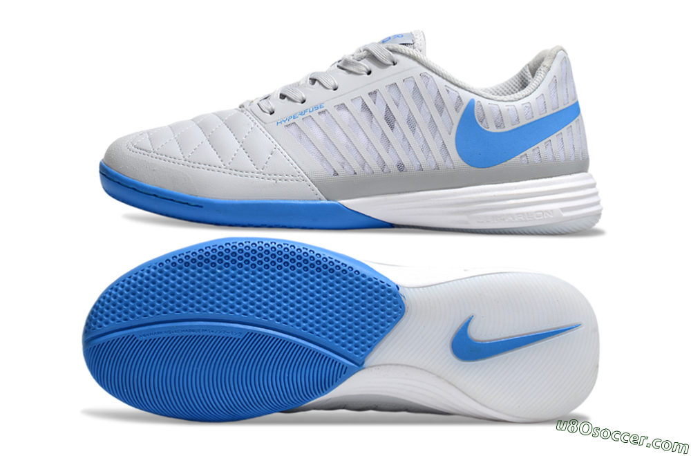 Nike Lunar Gato 2 IC Indoor & Futsal Soccer Shoes - Grey/Blue/White 0