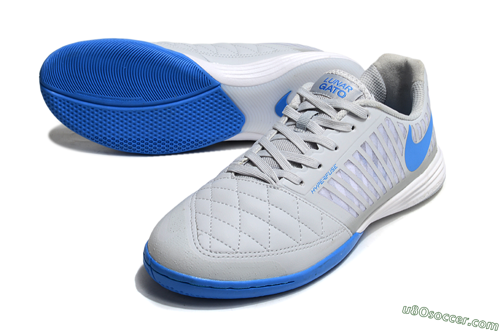 Nike Lunar Gato 2 IC Indoor & Futsal Soccer Shoes - Grey/Blue/White 3
