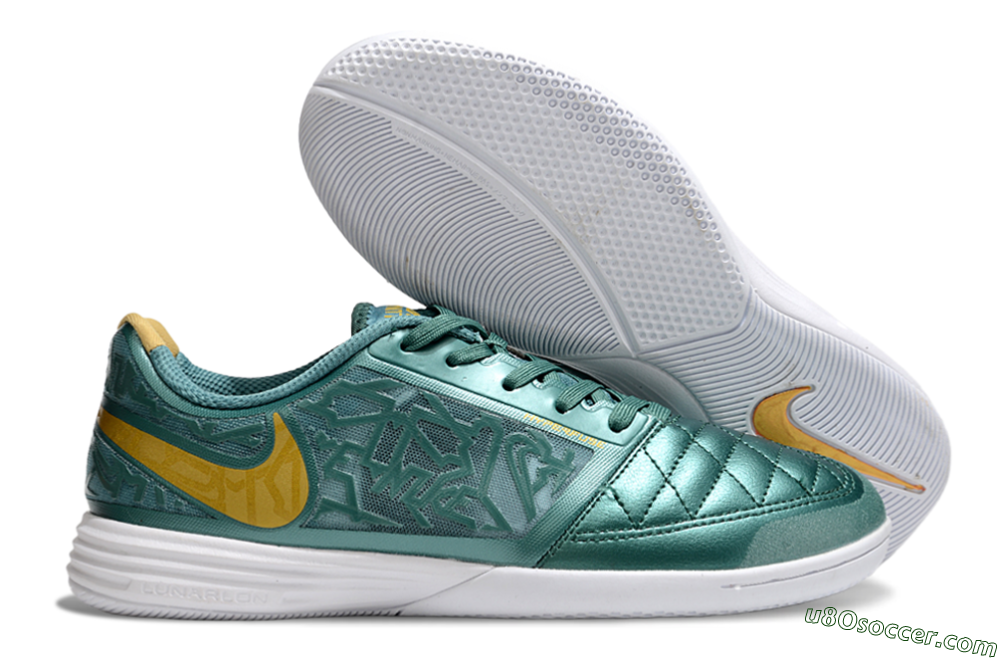 Nike Lunar Gato 2 IC Indoor & Futsal Soccer Shoes - Green/Yellow/White 1
