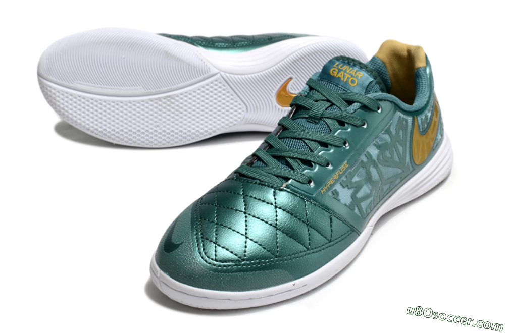 Nike Lunar Gato 2 IC Indoor & Futsal Soccer Shoes - Green/Yellow/White 3