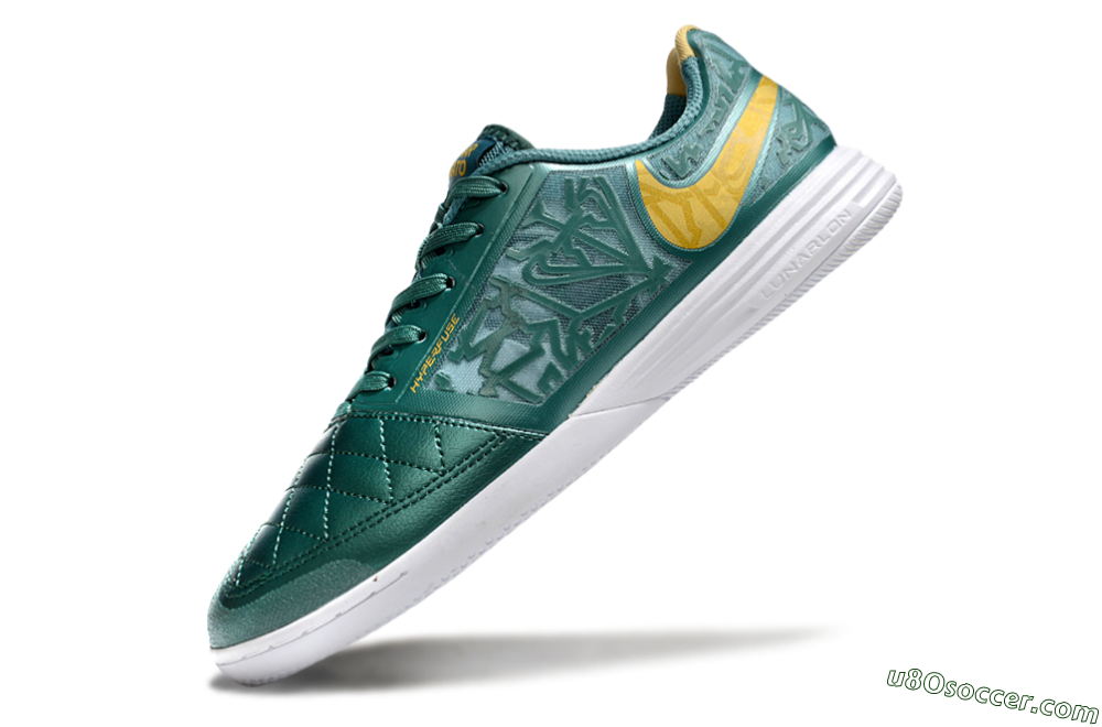 Nike Lunar Gato 2 IC Indoor & Futsal Soccer Shoes - Green/Yellow/White 5