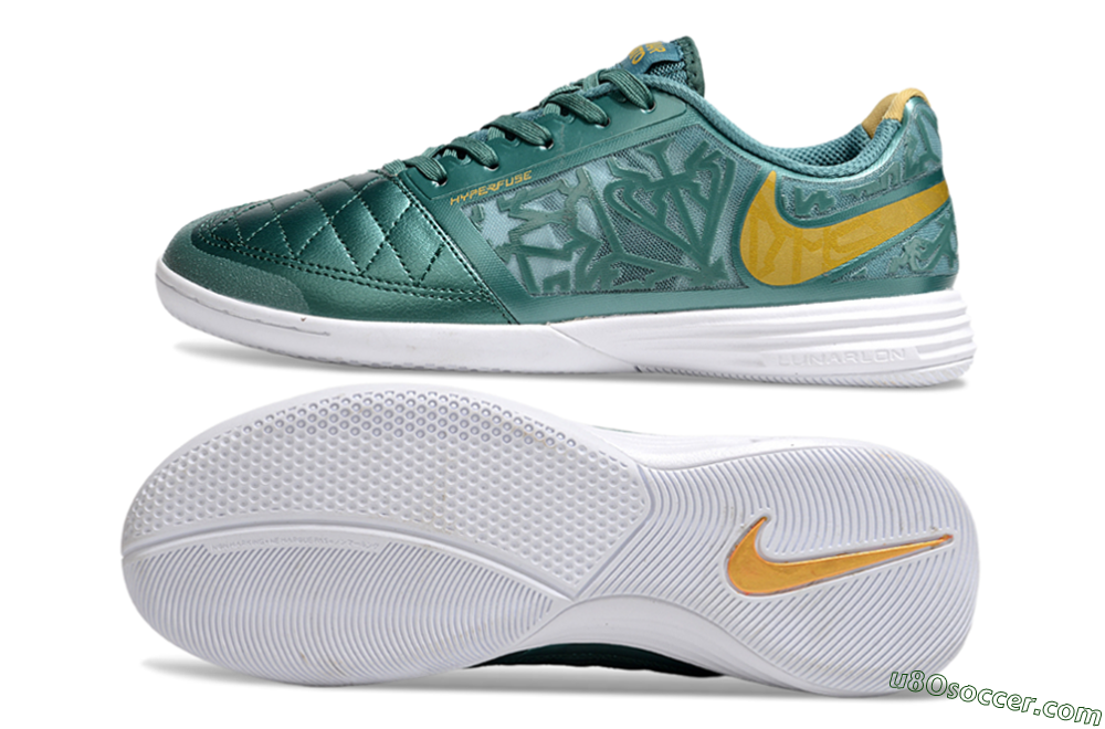 Nike Lunar Gato 2 IC Indoor & Futsal Soccer Shoes - Green/Yellow/White 0