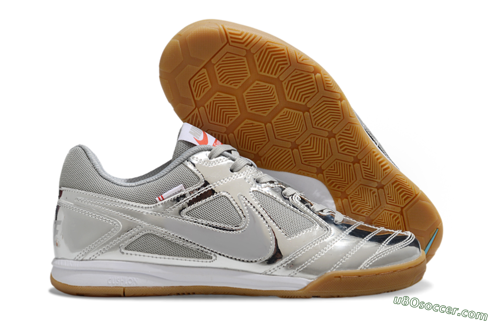 Nike Street Gato IC Indoor & Futsal Soccer Shoes - Silver/White/Brown 1