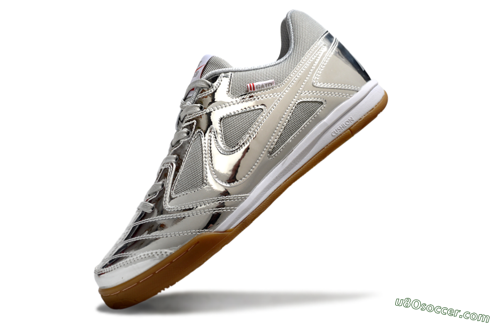 Nike Street Gato IC Indoor & Futsal Soccer Shoes - Silver/White/Brown 5