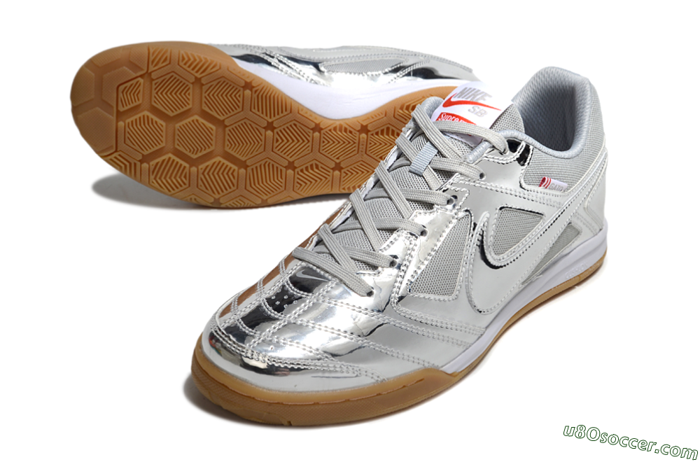 Nike Street Gato IC Indoor & Futsal Soccer Shoes - Silver/White/Brown 3