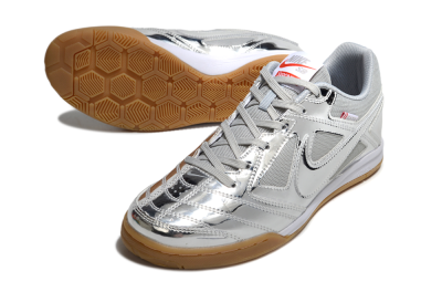 Nike Street Gato IC Indoor & Futsal Soccer Shoes - Silver/White/Brown