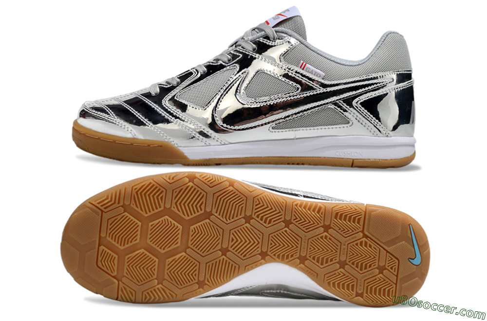 Nike Street Gato IC Indoor & Futsal Soccer Shoes - Silver/White/Brown 0