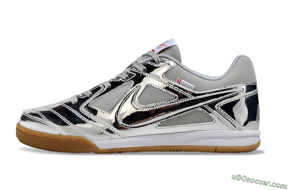 Nike Street Gato IC Indoor & Futsal Soccer Shoes - Silver/White/Brown 2