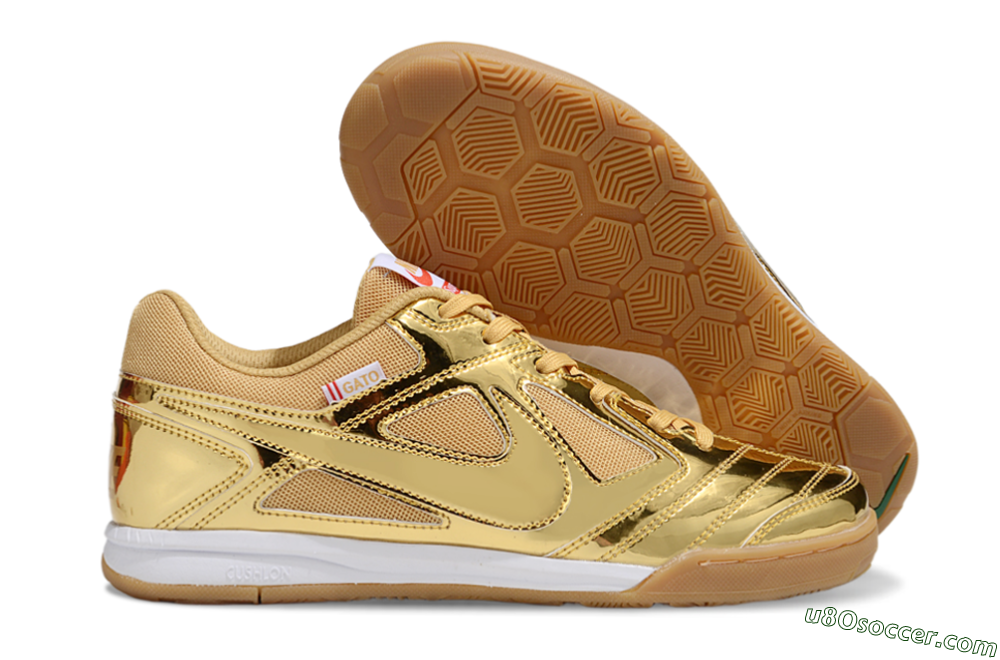 Nike Street Gato IC Indoor & Futsal Soccer Shoes - Gold/White/Brown 1
