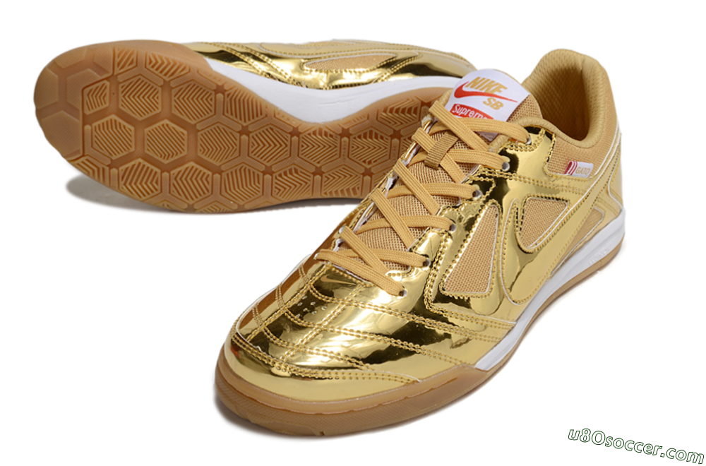 Nike Street Gato IC Indoor & Futsal Soccer Shoes - Gold/White/Brown 3