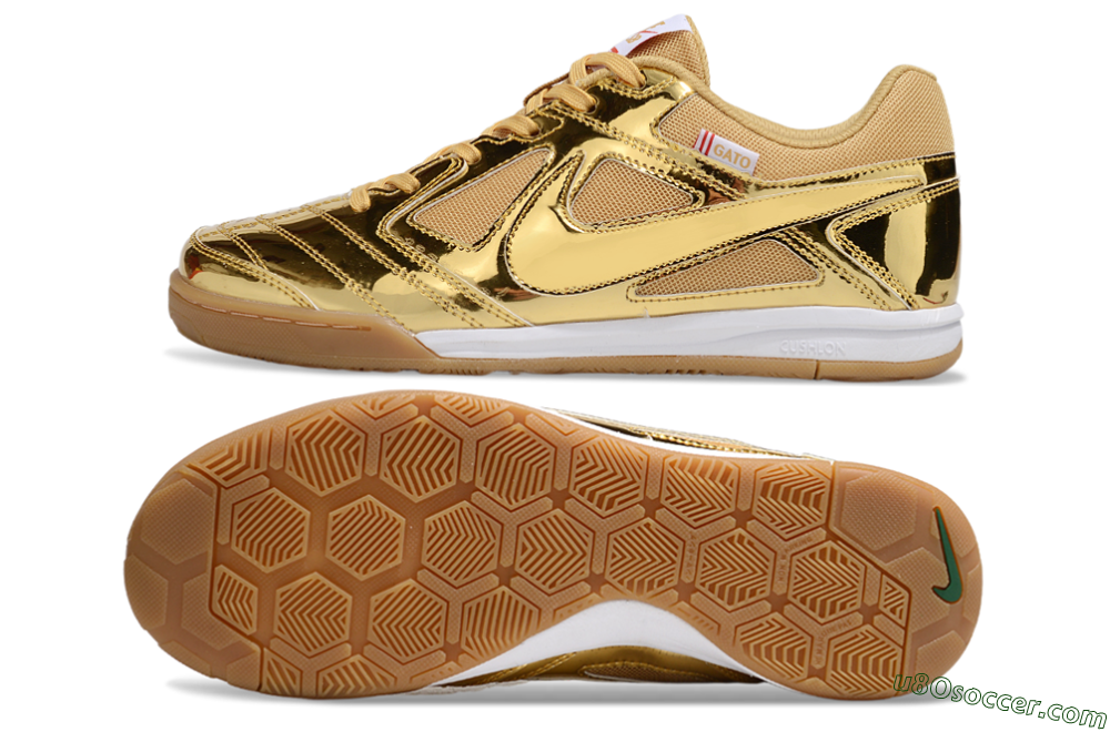 Nike Street Gato IC Indoor & Futsal Soccer Shoes - Gold/White/Brown 0