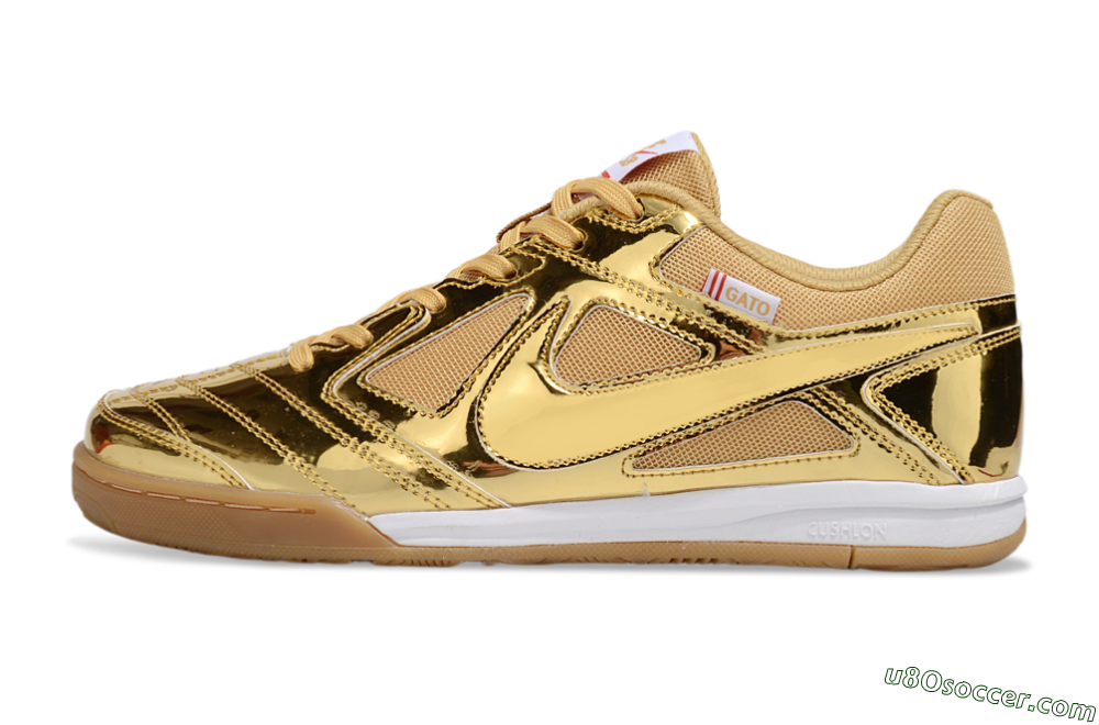 Nike Street Gato IC Indoor & Futsal Soccer Shoes - Gold/White/Brown 2