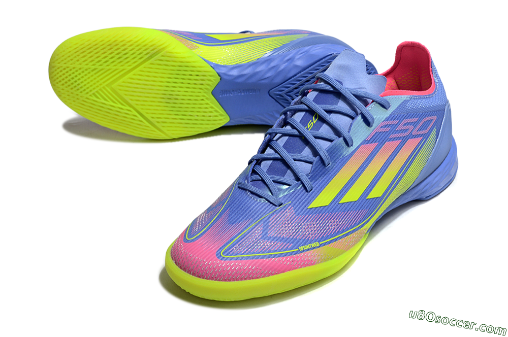 Adidas F50 Pro IC Indoor & Futsal Soccer Shoes - Blue/Yellow/Pink 3
