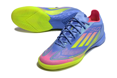 Adidas F50 Pro IC Indoor & Futsal Soccer Shoes - Blue/Yellow/Pink