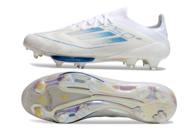 Adidas F50+ Elite Lightstrike Pro FG Firm Ground Soccer Cleats - Beige/White/Blue