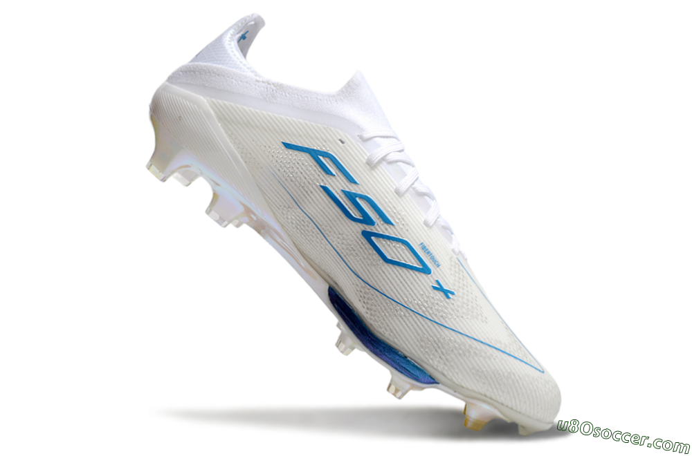 Adidas F50+ Elite Lightstrike Pro FG Firm Ground Soccer Cleats - Beige/White/Blue 4