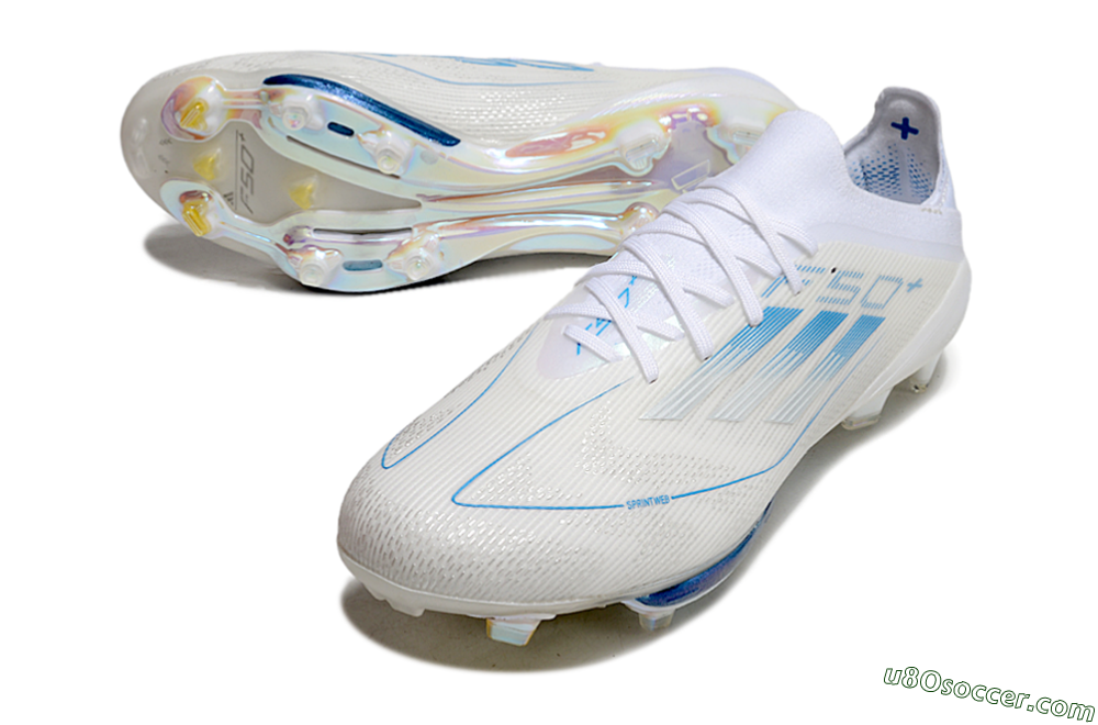 Adidas F50+ Elite Lightstrike Pro FG Firm Ground Soccer Cleats - Beige/White/Blue 3