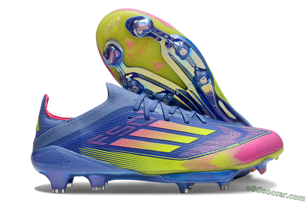 Adidas F50+ Elite Lightstrike Pro FG Firm Ground Soccer Cleats - Blue/Yellow/Pink 1