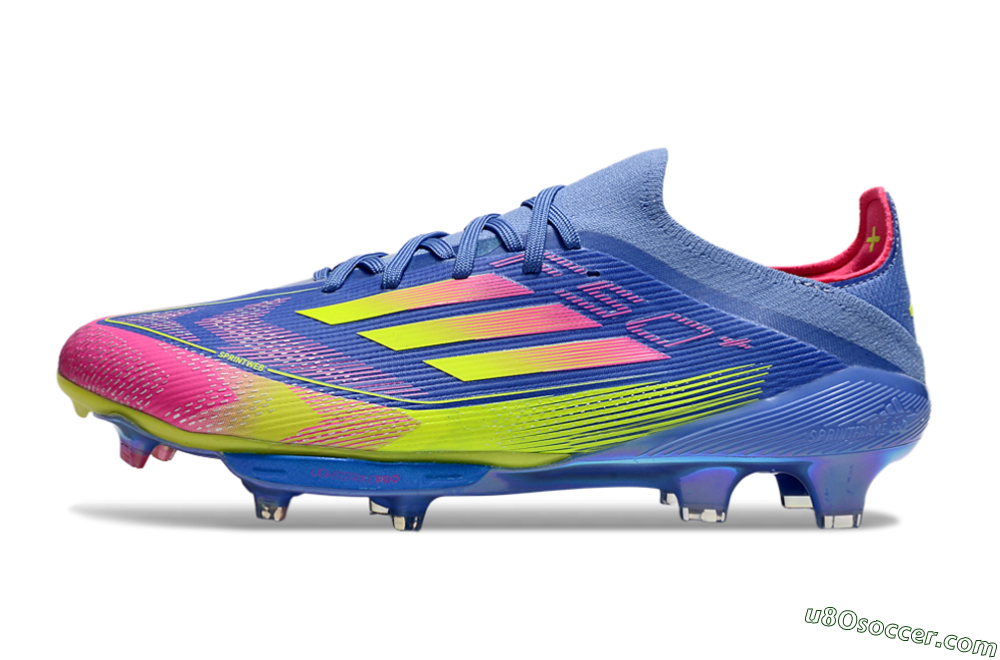 Adidas F50+ Elite Lightstrike Pro FG Firm Ground Soccer Cleats - Blue/Yellow/Pink 2