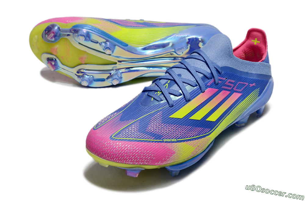 Adidas F50+ Elite Lightstrike Pro FG Firm Ground Soccer Cleats - Blue/Yellow/Pink 3