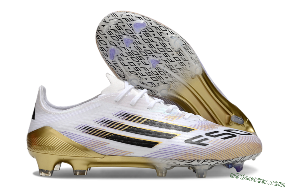Adidas F50 Elite FG Firm Ground Soccer Cleats - White/Black/Gold 1