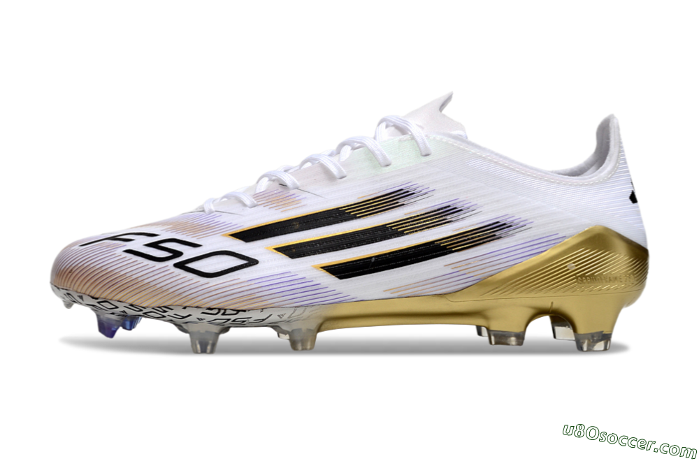 Adidas F50 Elite FG Firm Ground Soccer Cleats - White/Black/Gold 2