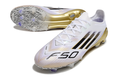 Adidas F50 Elite FG Firm Ground Soccer Cleats - White/Black/Gold