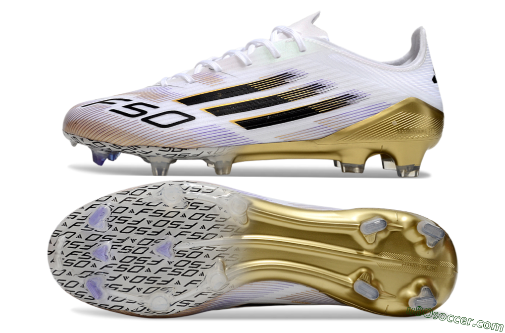 Adidas F50 Elite FG Firm Ground Soccer Cleats - White/Black/Gold 0