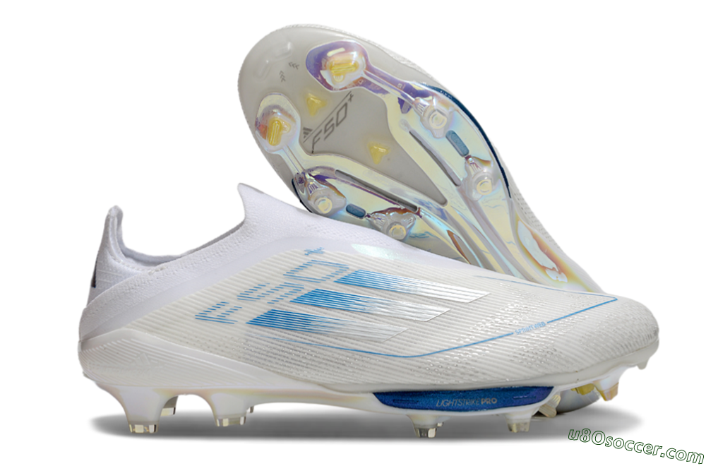 Adidas F50+ Elite Lightstrike Pro FG Firm Ground Soccer Cleats - Beige/White/Blue 1