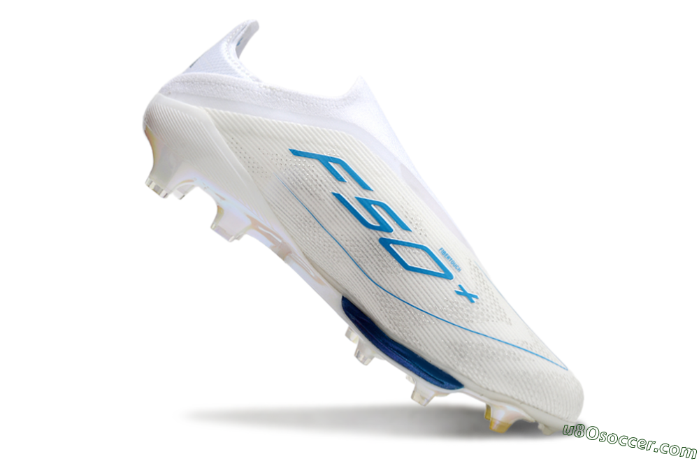 Adidas F50+ Elite Lightstrike Pro FG Firm Ground Soccer Cleats - Beige/White/Blue 4