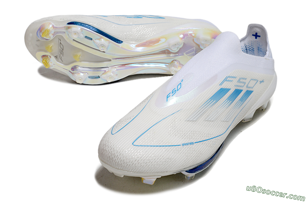 Adidas F50+ Elite Lightstrike Pro FG Firm Ground Soccer Cleats - Beige/White/Blue 3