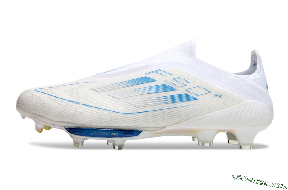 Adidas F50+ Elite Lightstrike Pro FG Firm Ground Soccer Cleats - Beige/White/Blue 2