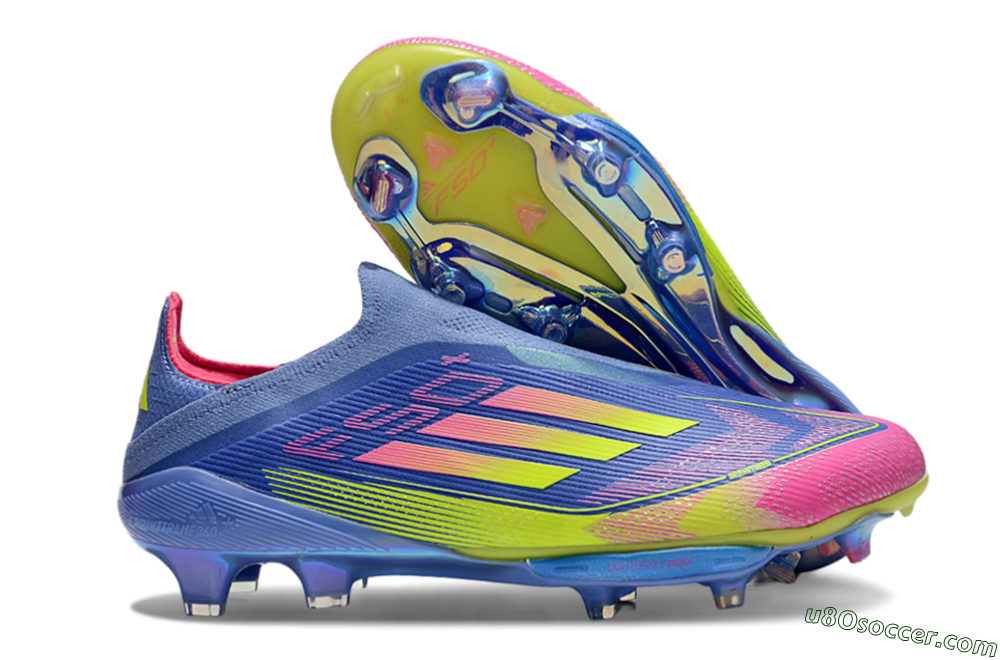 Adidas F50+ Elite Lightstrike Pro FG Firm Ground Soccer Cleats - Blue/Yellow/Pink 1