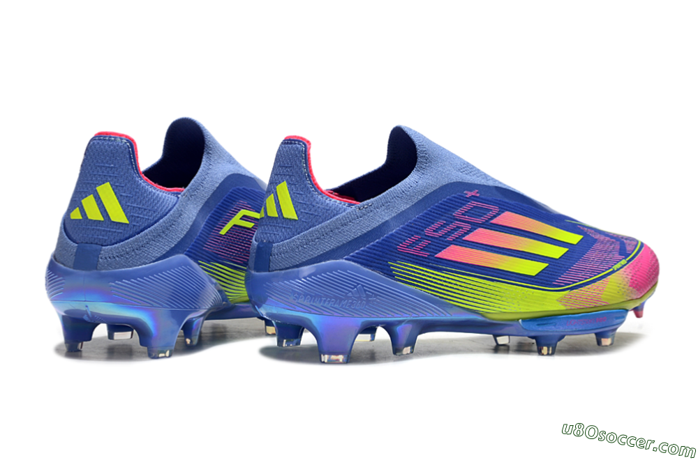 Adidas F50+ Elite Lightstrike Pro FG Firm Ground Soccer Cleats - Blue/Yellow/Pink 6