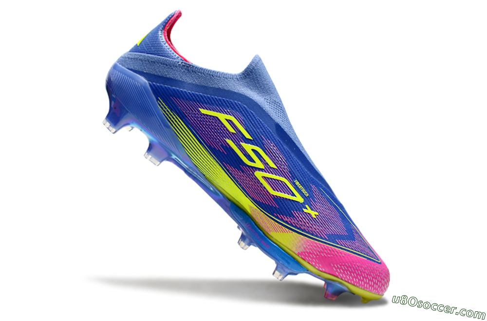 Adidas F50+ Elite Lightstrike Pro FG Firm Ground Soccer Cleats - Blue/Yellow/Pink 4