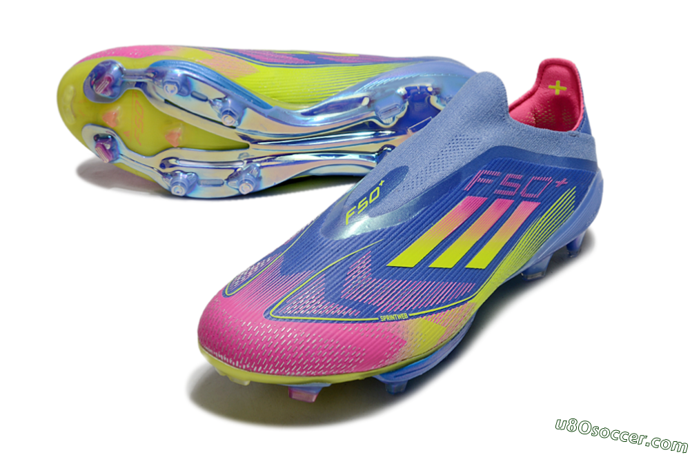 Adidas F50+ Elite Lightstrike Pro FG Firm Ground Soccer Cleats - Blue/Yellow/Pink 3