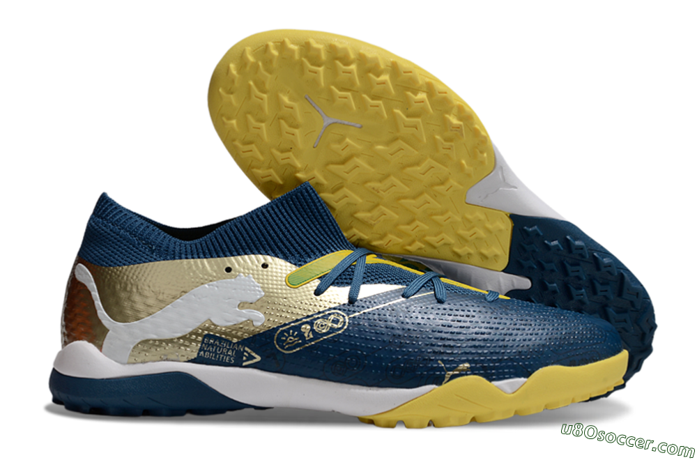 Puma Future 7 Ultimate TF Artificial Turf Soccer Shoes - Blue/White/Gold 1