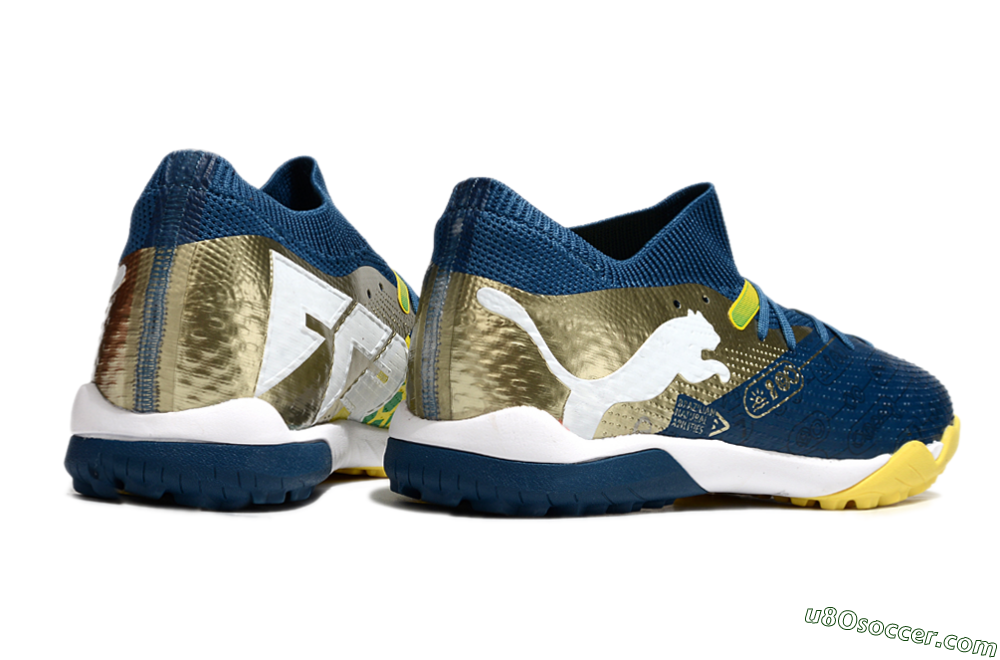 Puma Future 7 Ultimate TF Artificial Turf Soccer Shoes - Blue/White/Gold 6