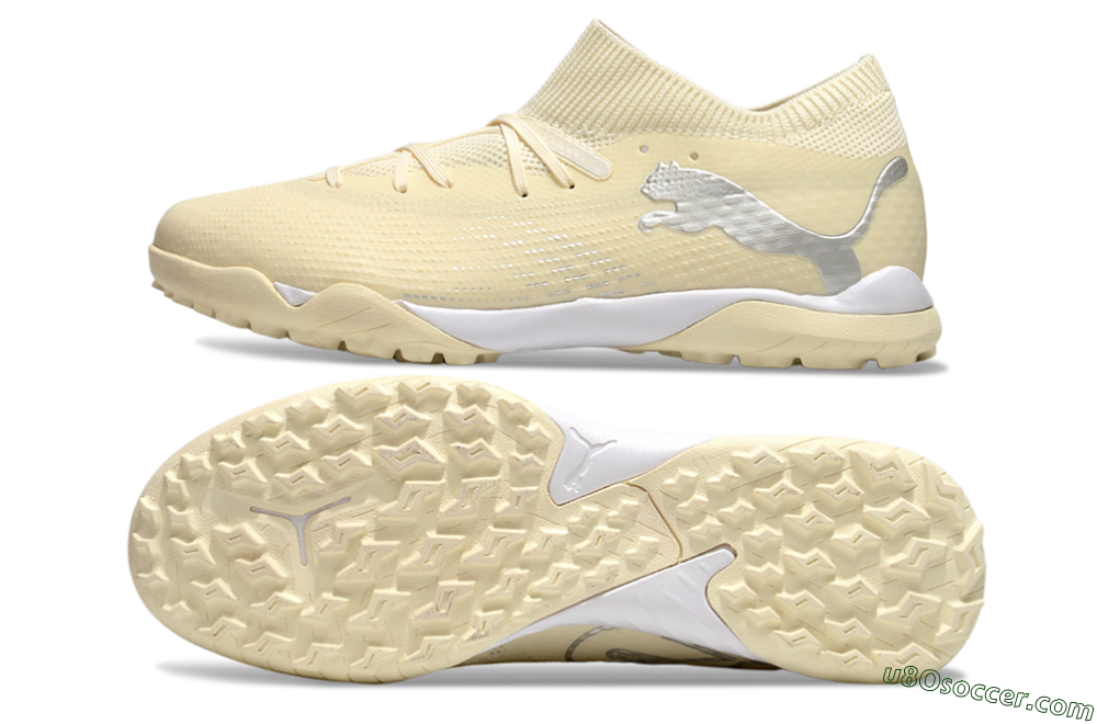 Puma Future 7 Ultimate TF Artificial Turf Soccer Shoes - Beige/Silver/White 0