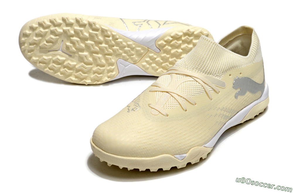 Puma Future 7 Ultimate TF Artificial Turf Soccer Shoes - Beige/Silver/White 3