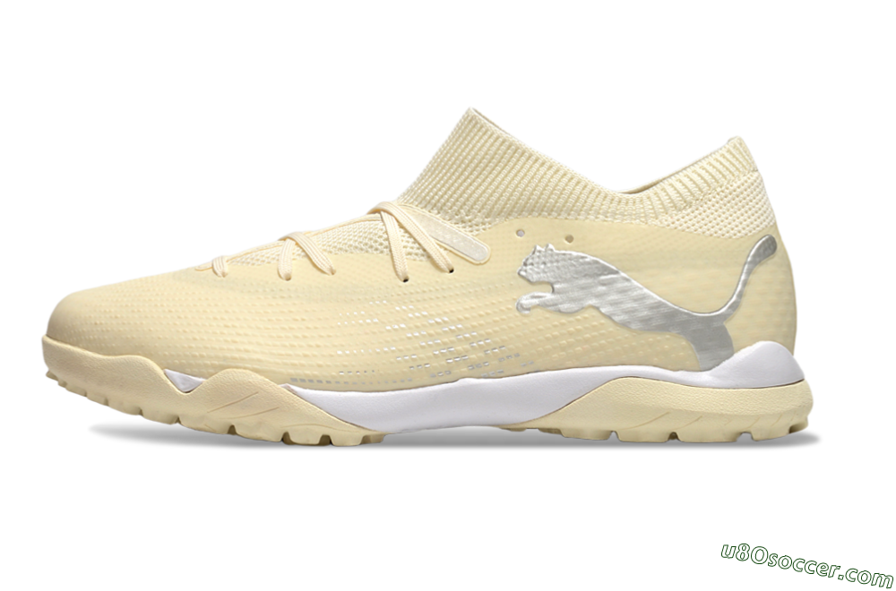 Puma Future 7 Ultimate TF Artificial Turf Soccer Shoes - Beige/Silver/White 2