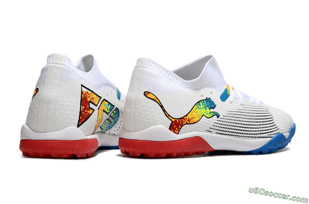 Puma Future 7 Ultimate TF Artificial Turf Soccer Shoes - White/Yellow/Red/Blue 6