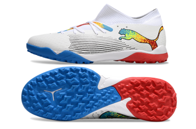 Puma Future 7 Ultimate TF Artificial Turf Soccer Shoes - White/Yellow/Red/Blue