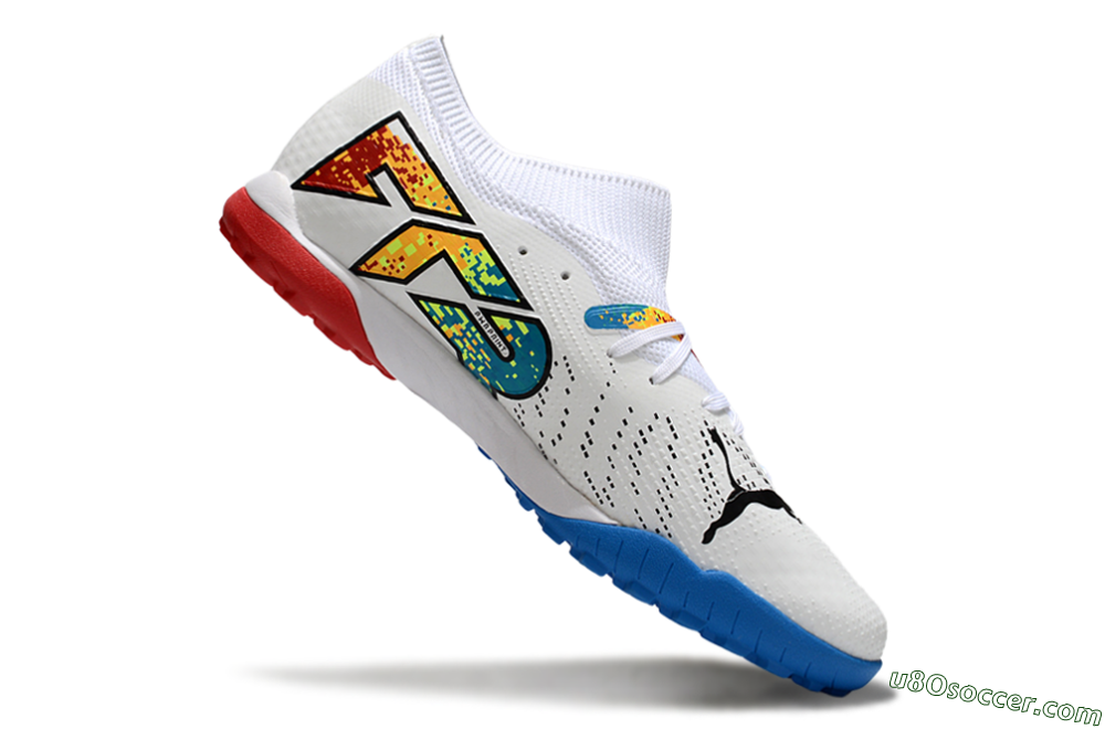 Puma Future 7 Ultimate TF Artificial Turf Soccer Shoes - White/Yellow/Red/Blue 4