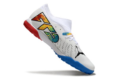 Puma Future 7 Ultimate TF Artificial Turf Soccer Shoes - White/Yellow/Red/Blue