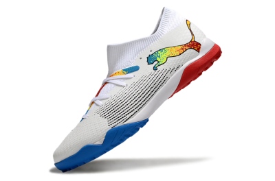 Puma Future 7 Ultimate TF Artificial Turf Soccer Shoes - White/Yellow/Red/Blue