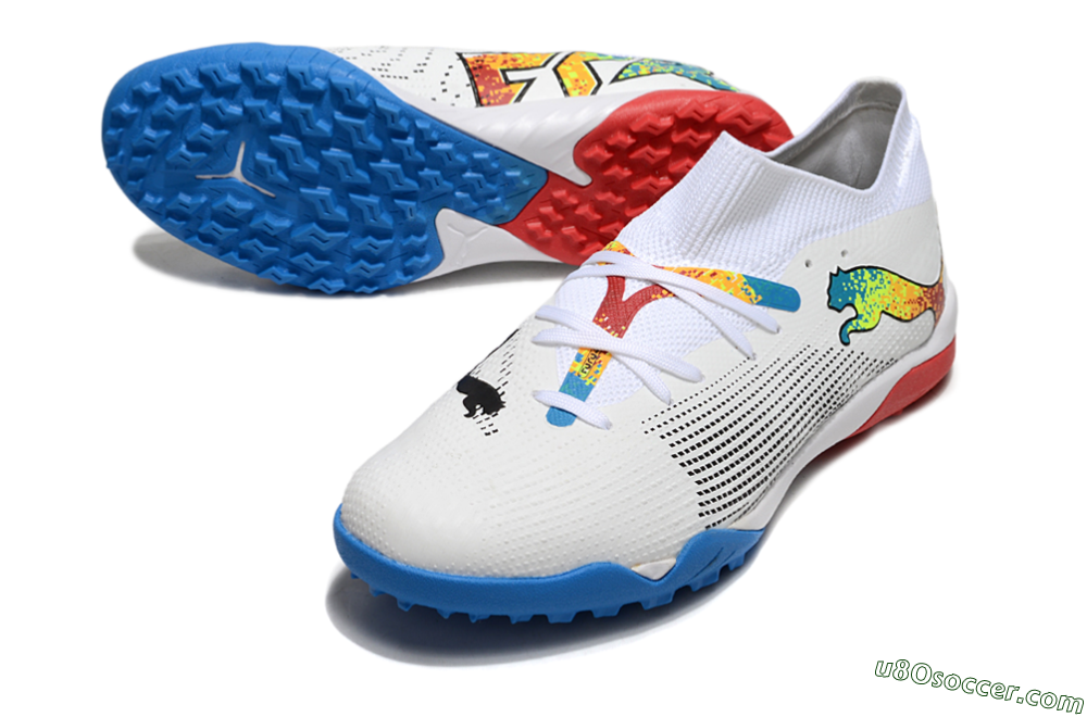 Puma Future 7 Ultimate TF Artificial Turf Soccer Shoes - White/Yellow/Red/Blue 3