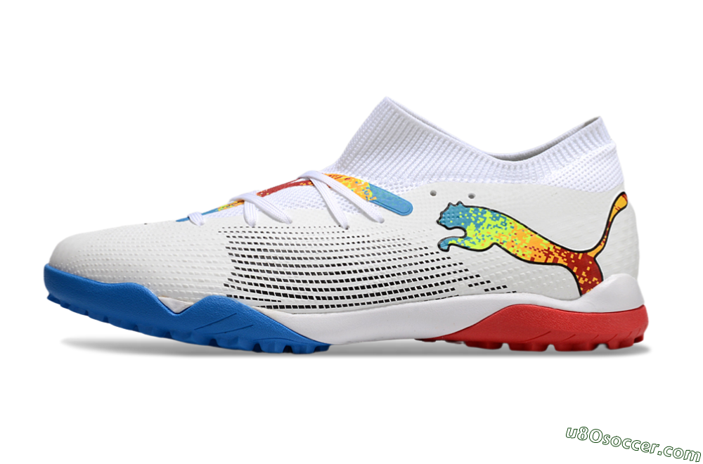 Puma Future 7 Ultimate TF Artificial Turf Soccer Shoes - White/Yellow/Red/Blue 2